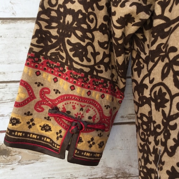 Asian Inspired Print Jacket with Mandarin Collar - Picture 5 of 6